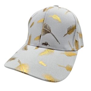 Stylish Gold Feather Print Cap